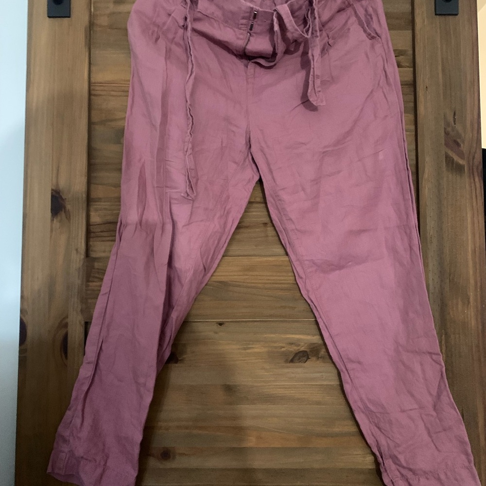 Soft mixed linen Pink Drawstring Pants size S but fits M